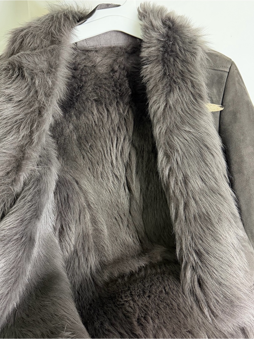 All Saints Ladies PELT Sheepskin shearling Jacket Tagged As Ten Runs Small - Picture 2 of 9